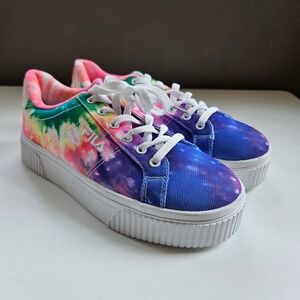 Fila Tie Dye Galaxy Platform Sneakers Sz 7 Rainbow Multicolor Kidcore Maximalist